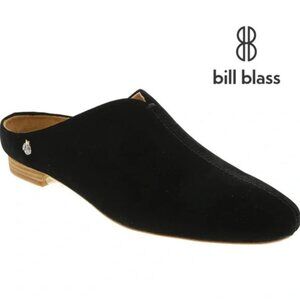 Bill Blass Landers Black Suede Leather Mules Flat 6.5